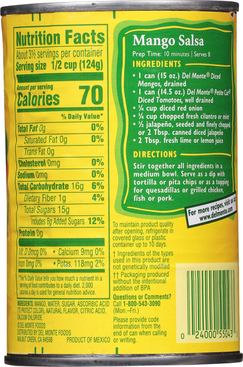 Del Monte Canned Diced Mango 15 OZ