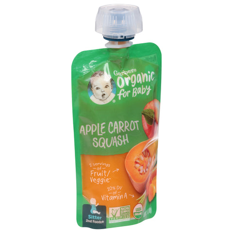 Gerber 2nd Foods Organic Pouch Apple Carrots Squash 3.5 OZ