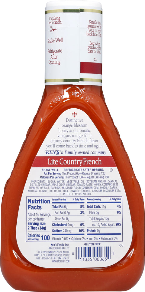 Ken's Steak House Lite Country French With Orange Blossom Honey Dressing 16 FZ