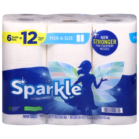 Sparkle 2 Ply Double Rolls Pick A Size Paper Towels with Thirst Pockets 6 ea - 1 Pack
