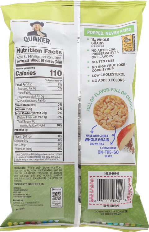 Quaker Snacks Popped Apple Cinnamon 3.52 OZ
