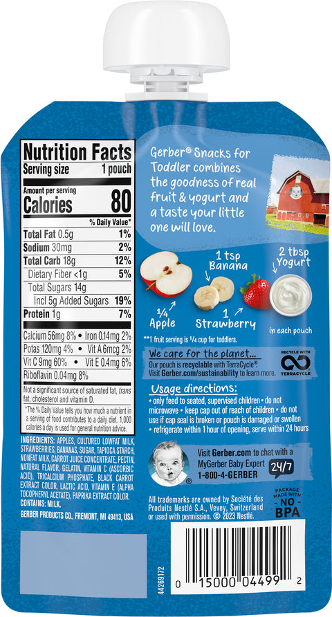 Gerber Toddler Fruit & Yogurt Strawberry Banana 3.5 OZ