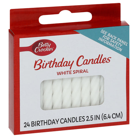Betty Crocker Candles White Stripe 24 CT