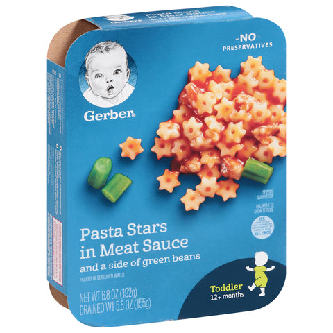 Gerber Graduates Lil Entrees Pasta Stars & Meat Sauce With Green Beans 6.8 OZ