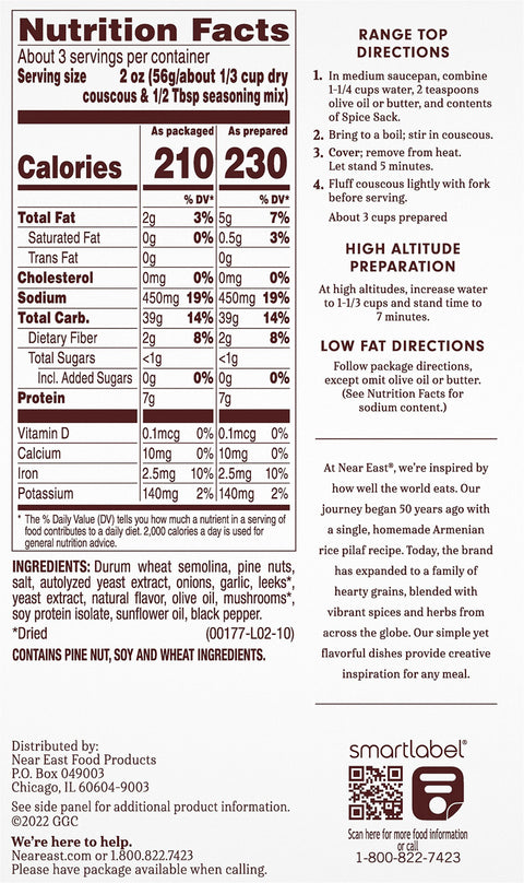 Near East Toasted Pine Nut Couscous Mix 5.6 OZ