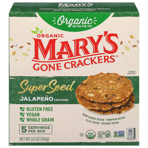 Mary's Gone Crackers Organic Super Seed Jalapeno Crackers 5.5 oz - 6 Pack