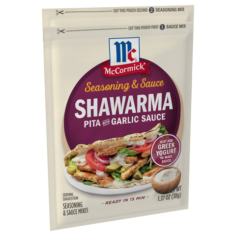 McCormick Shawarma Pita and Garlic Sauce Seasoning and Sauce - 1.37 OZ 6 Pack