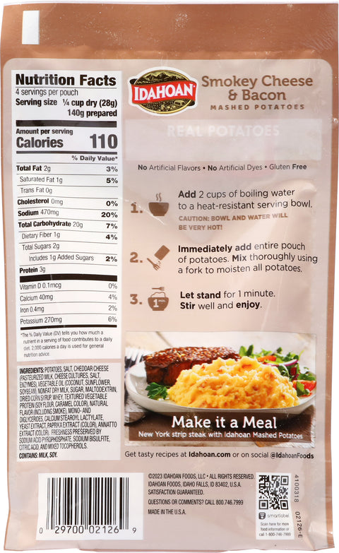 Idahoan Smokey Cheese & Bacon Mashed Potatoes 4 OZ