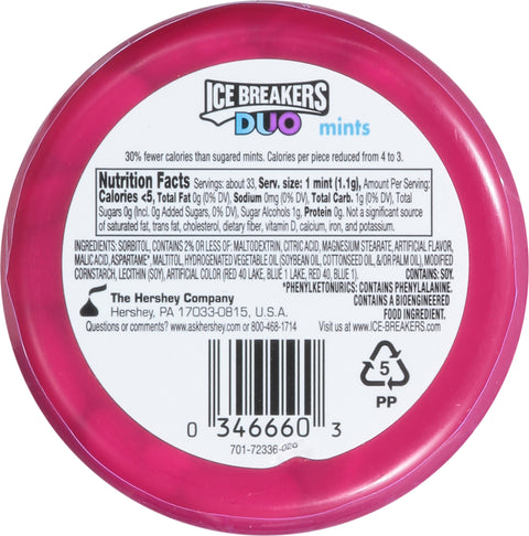 Ice Breakers Duo Fruit & Cool Raspberry Mints 1.3 OZ