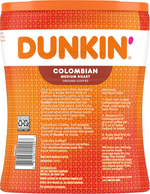 Dunkin' 100% Colombian Ground Coffee 27.5 OZ