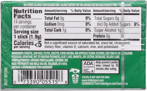 Trident Sugar Free Spearmint Gum 14 ea