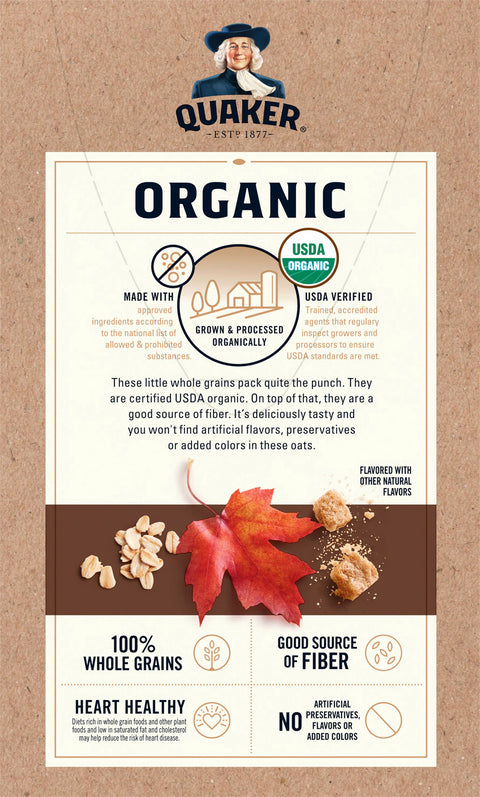 Quaker Instant Oatmeal Organic Maple Brown Sugar 11.5 OZ