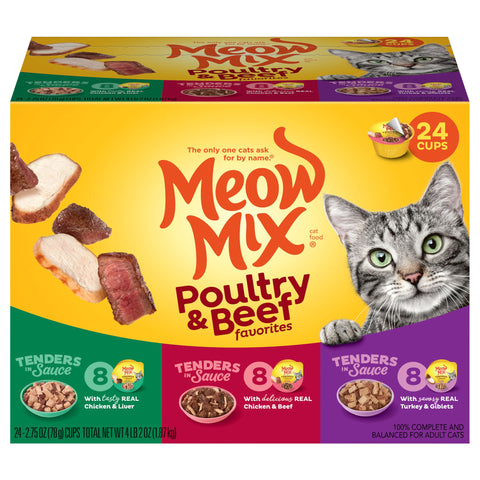 Meow Mix Poultry And Beef Variety Pack 66 OZ
