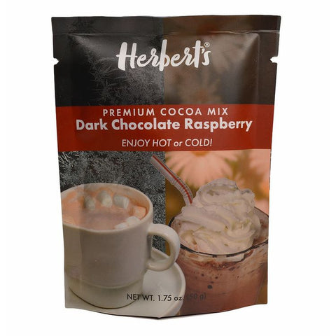 Herberts Wine Jelly Dark Chocolate Raspberry Cocoa Mix- Hot or Iced Frappe - 1.75 OZ 12 Pack