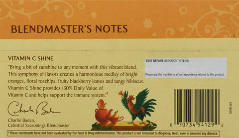 Celestial Seasonings Vitamin C Shine Tea Bags 20 CT
