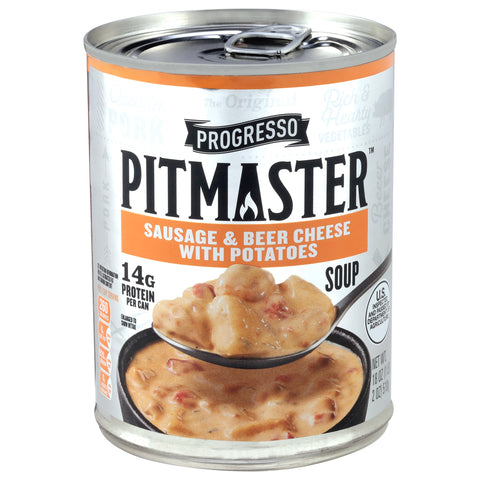 Progresso Pitmaster Sausage & Beer Cheese with Potatoes Soup 18 oz - 12 Pack