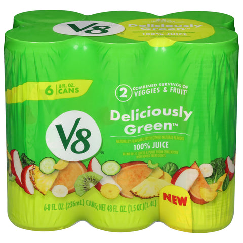 V8 Deliciously Green 100% Juice 6 - 8 fl oz Cans - 4 Pack