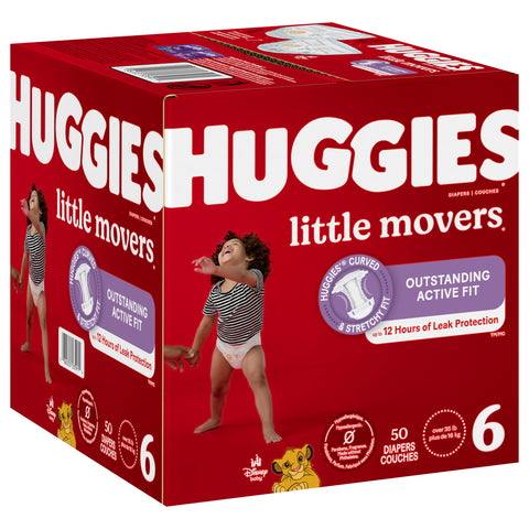 Huggies Little Movers Baby Diapers, Size 6, 50 Ct