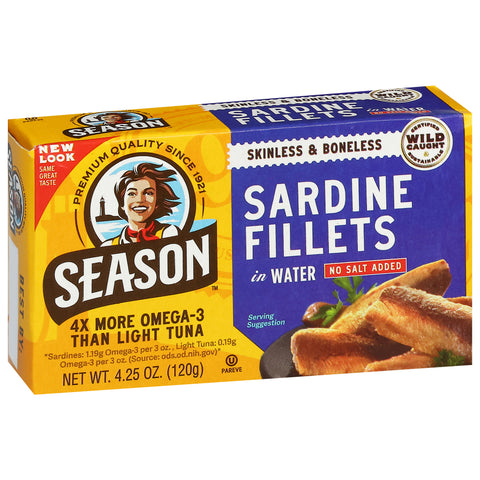 Season No Salt Added Skinless & Boneless Sardines In Water 4.25 OZ