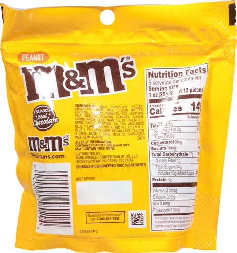 M&M's Peanut Chocolate Candies Grab n Go Size 5.0 oz