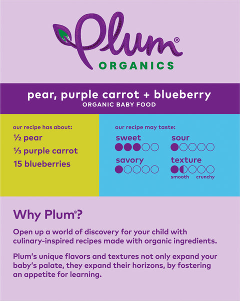 Plum Organics Stage 2 Blueberry, Pear & Purple Carrot 16 OZ