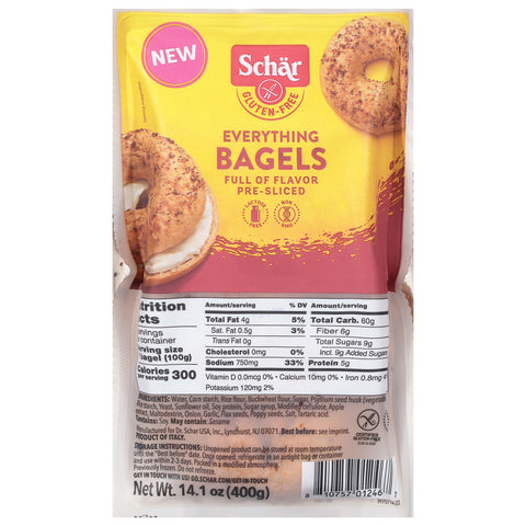 Schar Gluten-Free Pre-Sliced Everything Bagels 14.1 oz - 4 Pack