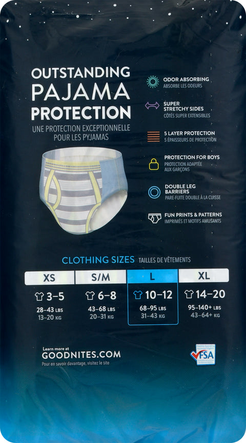 Goodnites Boys' Nighttime Bedwetting Underwear, Size Large (68-95 lbs), 11 Ct