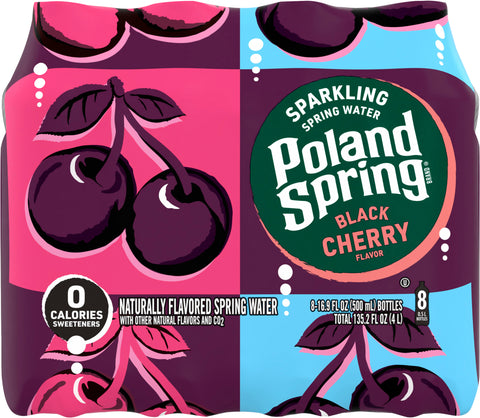 Poland Spring Sparkling Water, Black Cherry, 16.9 oz. Bottles (8 Count)