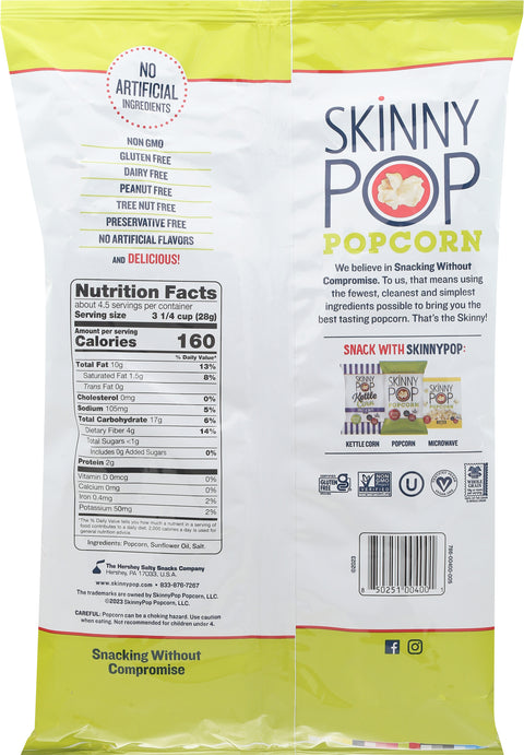 Skinny Pop Gluten Free Original Popcorn 4.4 OZ