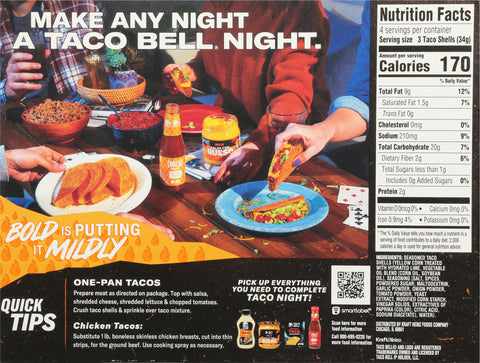 Taco Bell Mild Seasoned Flavor Crunchy Taco Shells 12 ea