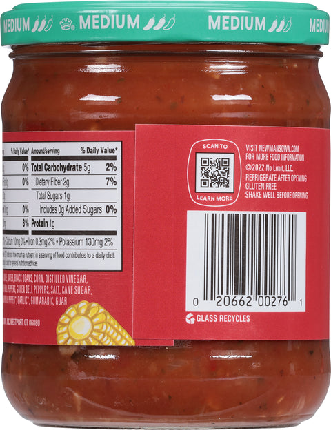 Newman's Own Medium Chunky Black Bean & Corn Salsa 16 OZ