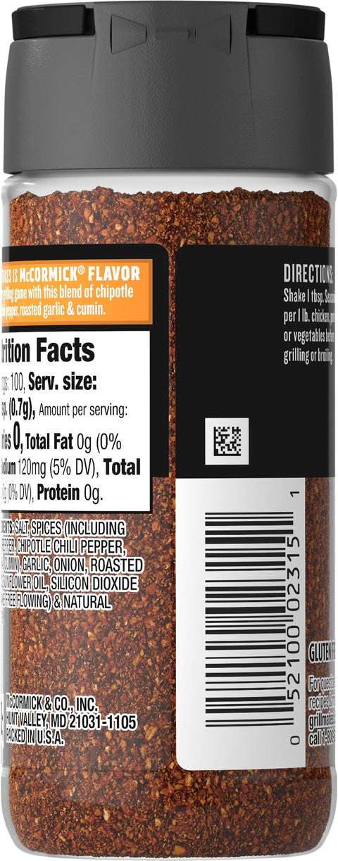 McCormick Grill Mates Chipolte & Garlic Seasoning 2.5 OZ