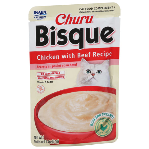 Inaba Churu Bisque Chicken with Beef Recipe Cat Food Complement 1.4 oz