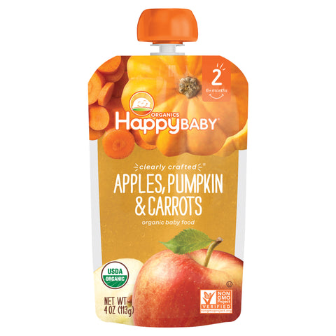 Happy Baby Organic Stage 2 Clearly Crafted Apples, Pumpkin & Carrots 4 OZ