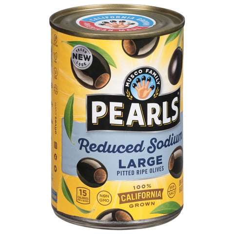 Pearls Reduced Salt Large Black Olives 6 OZ