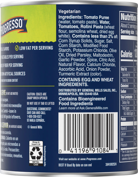 Progresso Vegetable Classics Soup Tomato & Rotini 19 OZ