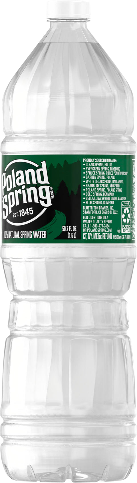 POLAND SPRING Brand 100% Natural Spring Water, 1.5-Liter plastic bottle