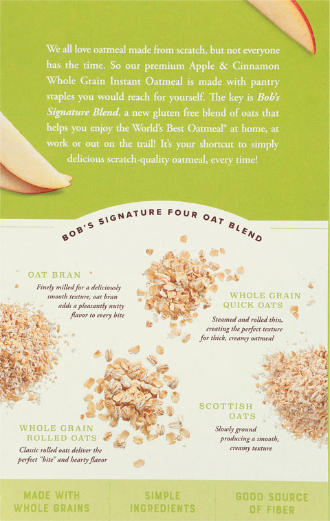 Bob's Red Mill Whole Grain Apple & Cinnamon Instant Oatmeal 6