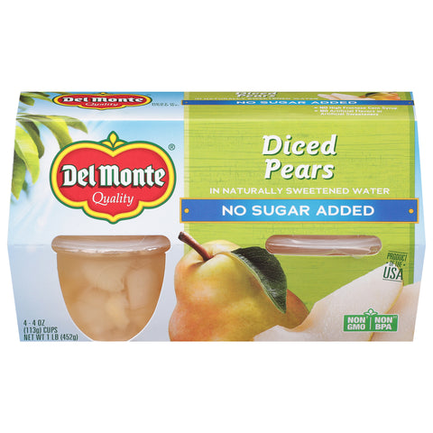 Del Monte Fruit Cups Diced Pears No Sugar Added 16 OZ