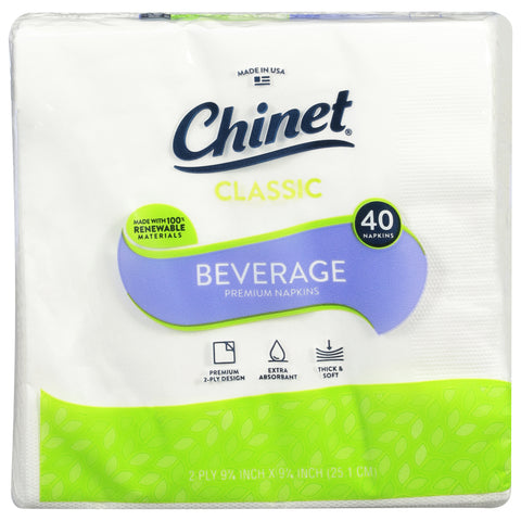 Chinet Classic White Beverage Napkins 40 CT