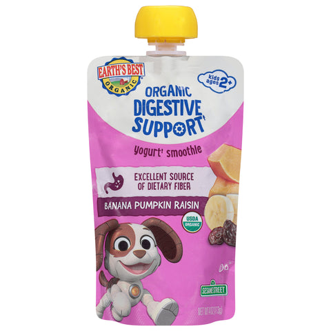 Earth's Best Organic Kids Ages 2+ Digestive Support Banana Pumpkin Raisin Yogurt Smoothie 4 oz - 12 Pack