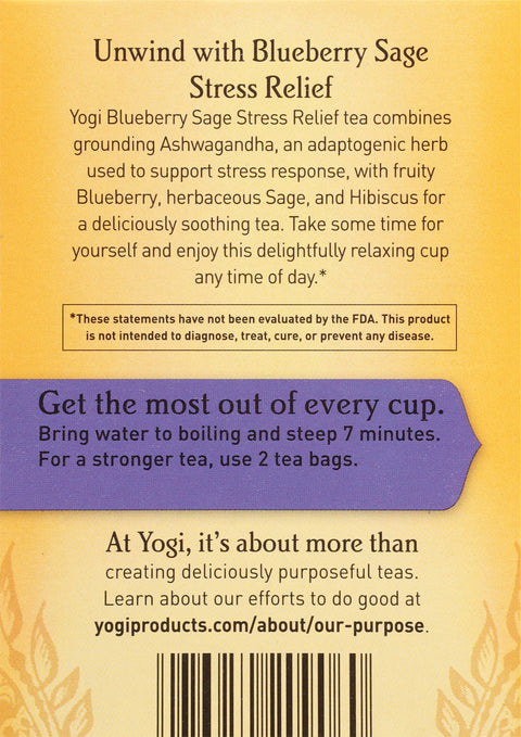 Yogi Tea Blueberry Sage Stress Relief 16 CT