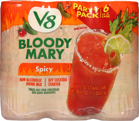 V8 Spicy Non-Alcoholic Bloody Mary Drink Mix Party Pack 6