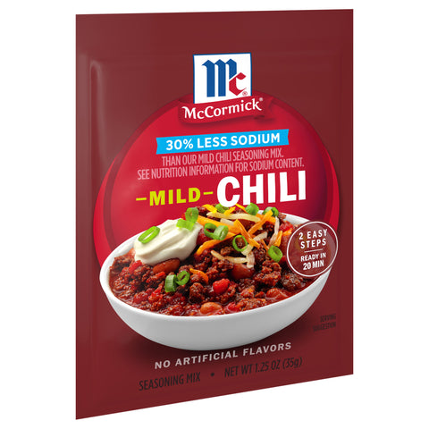 McCormick Seasoning Mix Pouch Low Sodium Chili Mild - 1.25 OZ 12 Pack