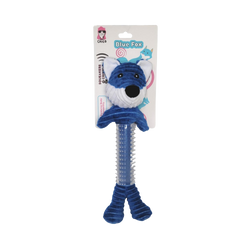 Jojo Modern Pets Blue Fox Corduroy Squeaking Dog Toy With TPR Protrusions - 1 CT 12 Pack