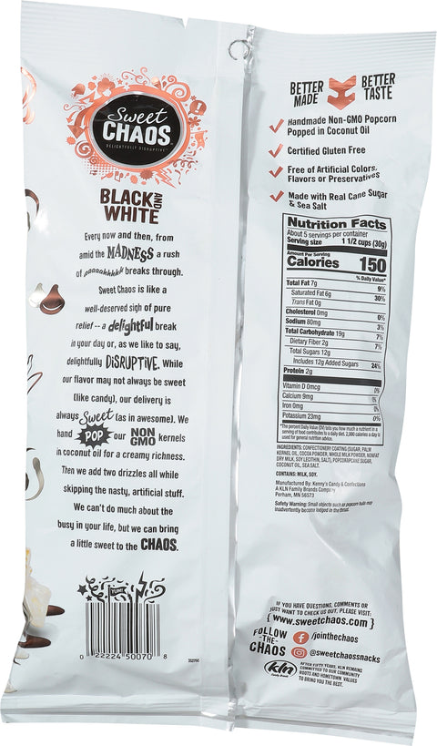 Sweet Chaos Drizzled Black and White Popcorn 5.5 oz