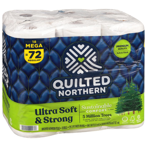 Quilted Northern Ultra Soft & Strong Toilet Paper, 18 Mega Rolls = 72 Regular Rolls