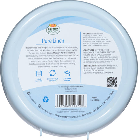 Citrus Magic Air Freshener Disk Pure Linen 8 OZ