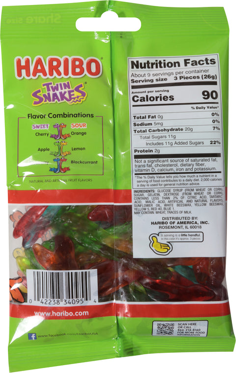 Haribo Twin Snakes Gummi Candy Share Size 8 oz