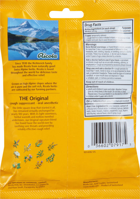Ricola Cough Drops Original Herb 21 CT